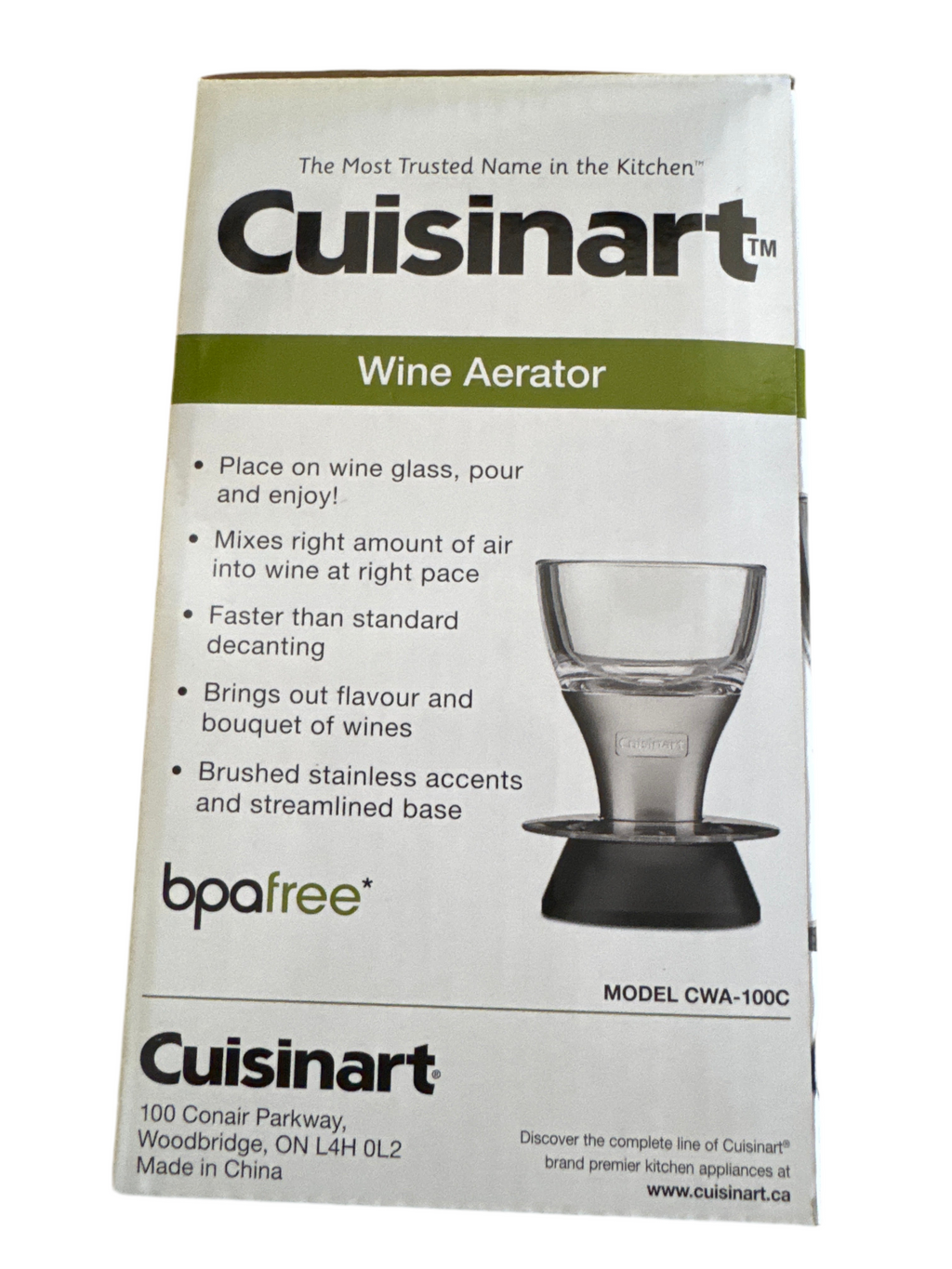 NEW CUISINART CWA-100C WINE AERATOR NEW 1YMW CWA100C ST-CU-SAWA-CWA100C