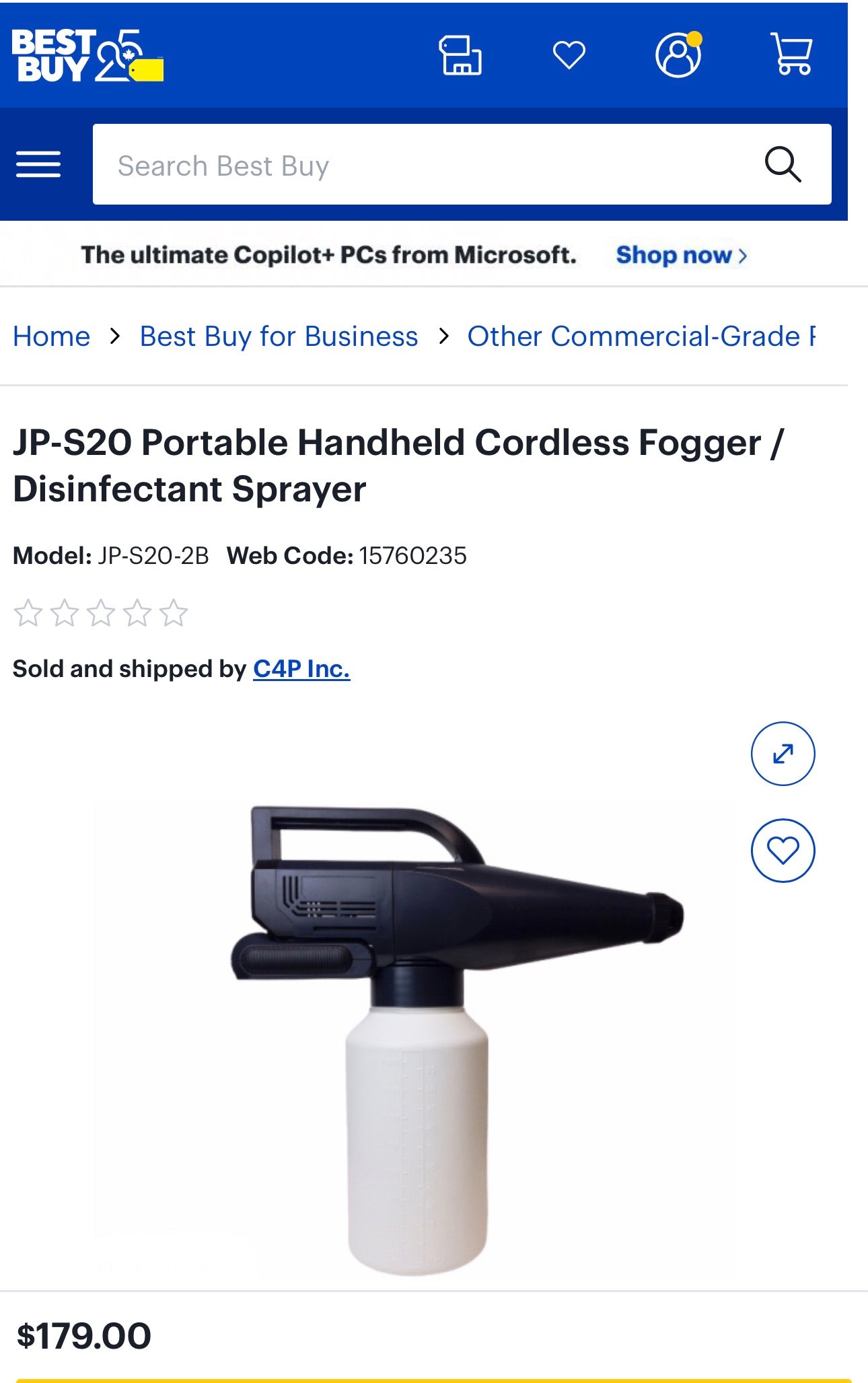 Cordless Electrostatic Disinfectant Sprayer / Fogger (1.8L Tank Capacity)