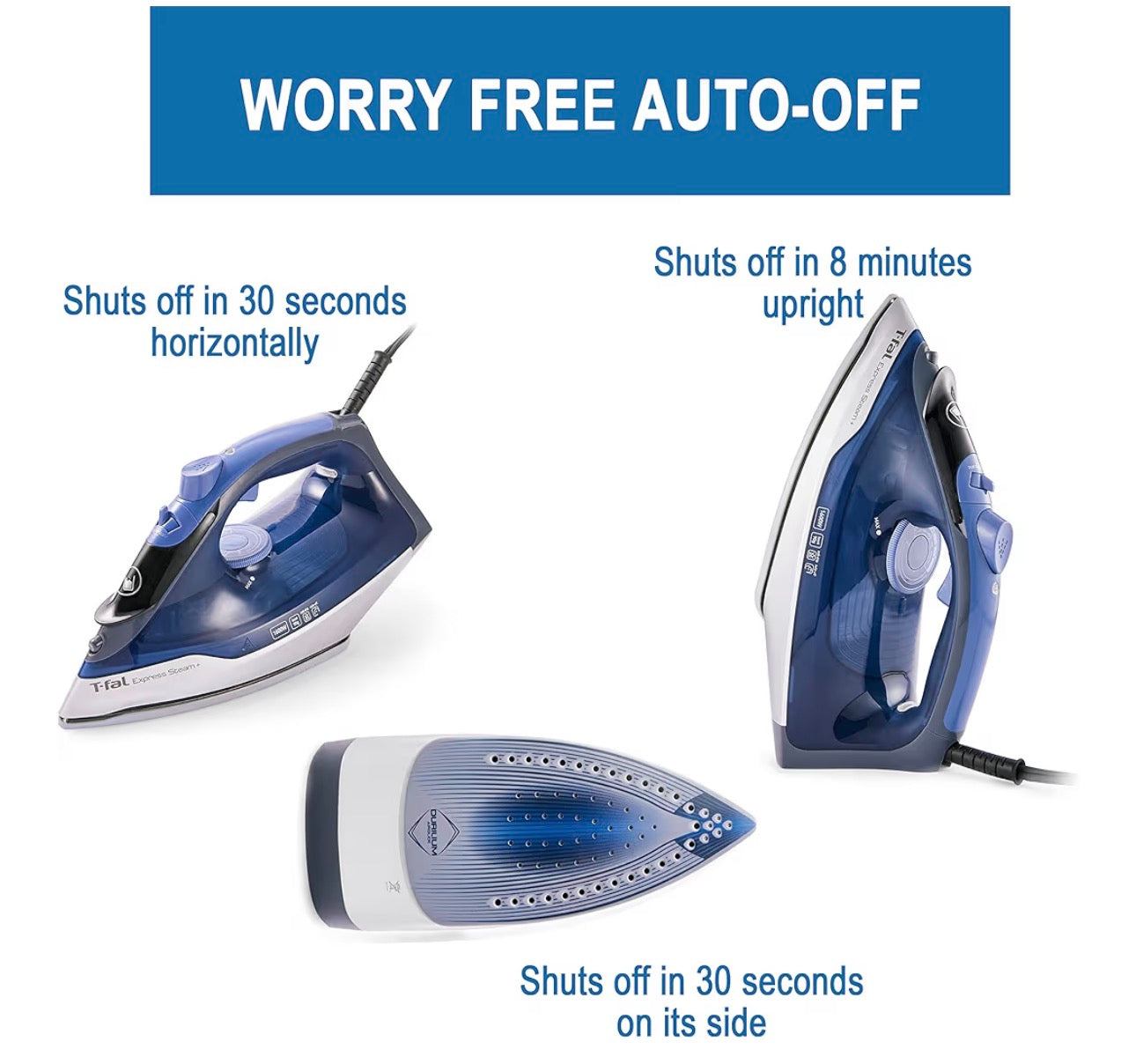 Brand New 10 unitsT-Fal Express Steam Garment Iron, Blue, Fast results, Powerful Steam Boost, 5 settings, Safety Auto-off