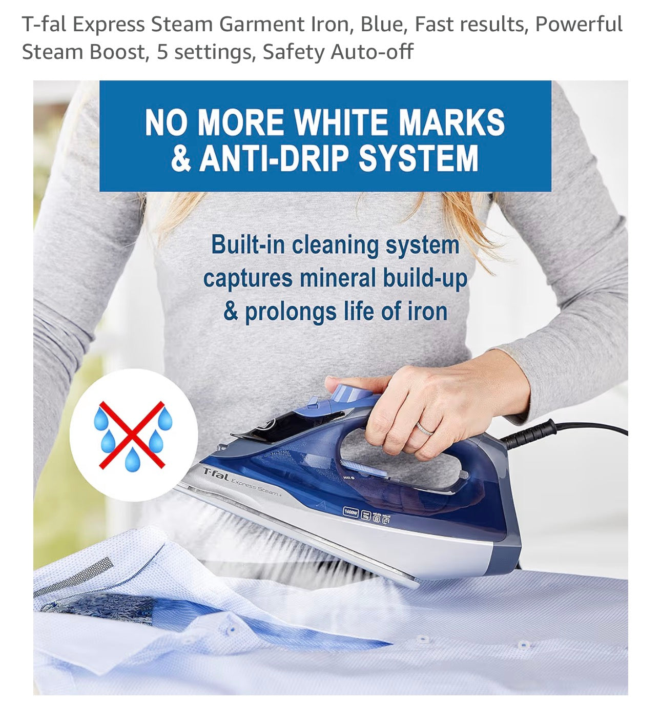 Brand New 10 unitsT-Fal Express Steam Garment Iron, Blue, Fast results, Powerful Steam Boost, 5 settings, Safety Auto-off