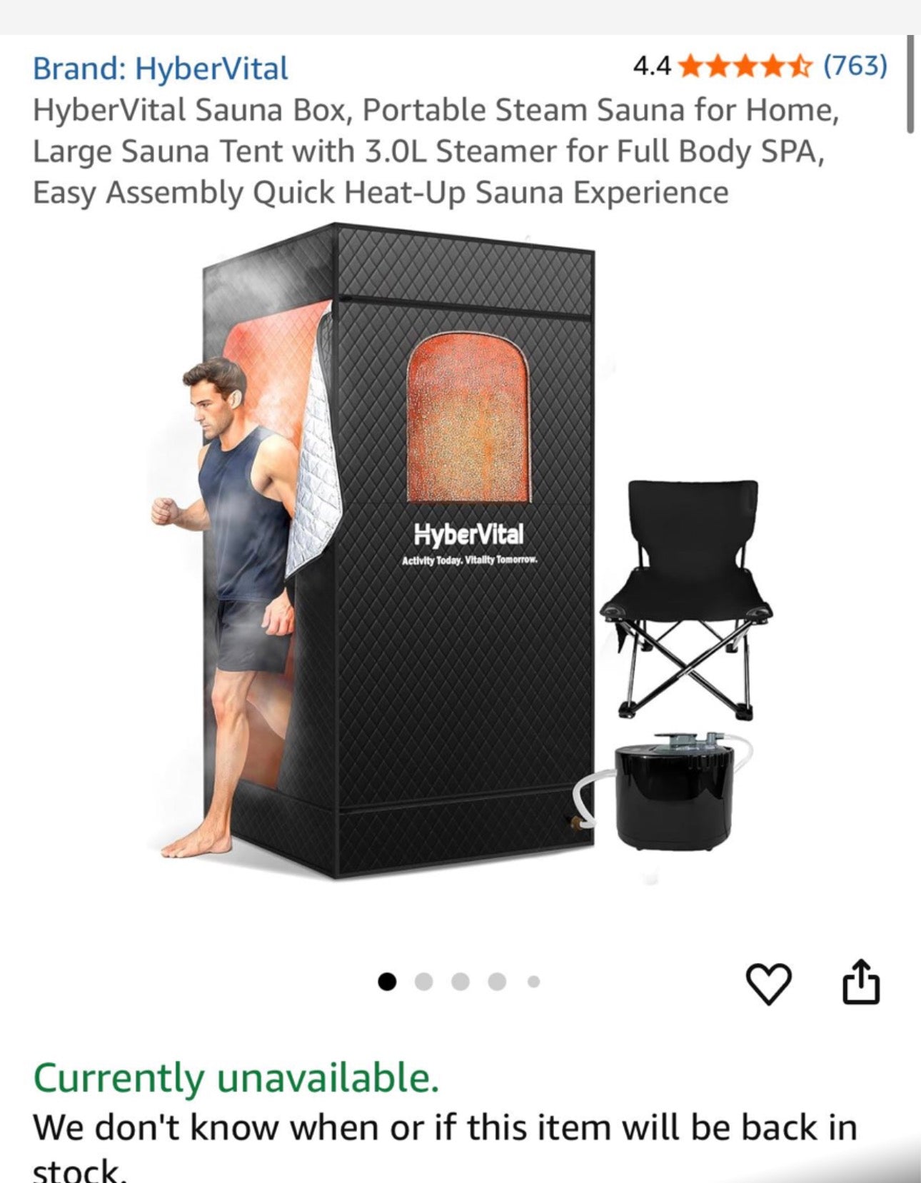 Brand: HyberVital
Sauna Box, Portable Steam Sauna for Home, Large Sauna Tent with 3.0L Steamer for Full Body SPA, Easy Assembly Quick Heat-Up Sauna Experience 25 units