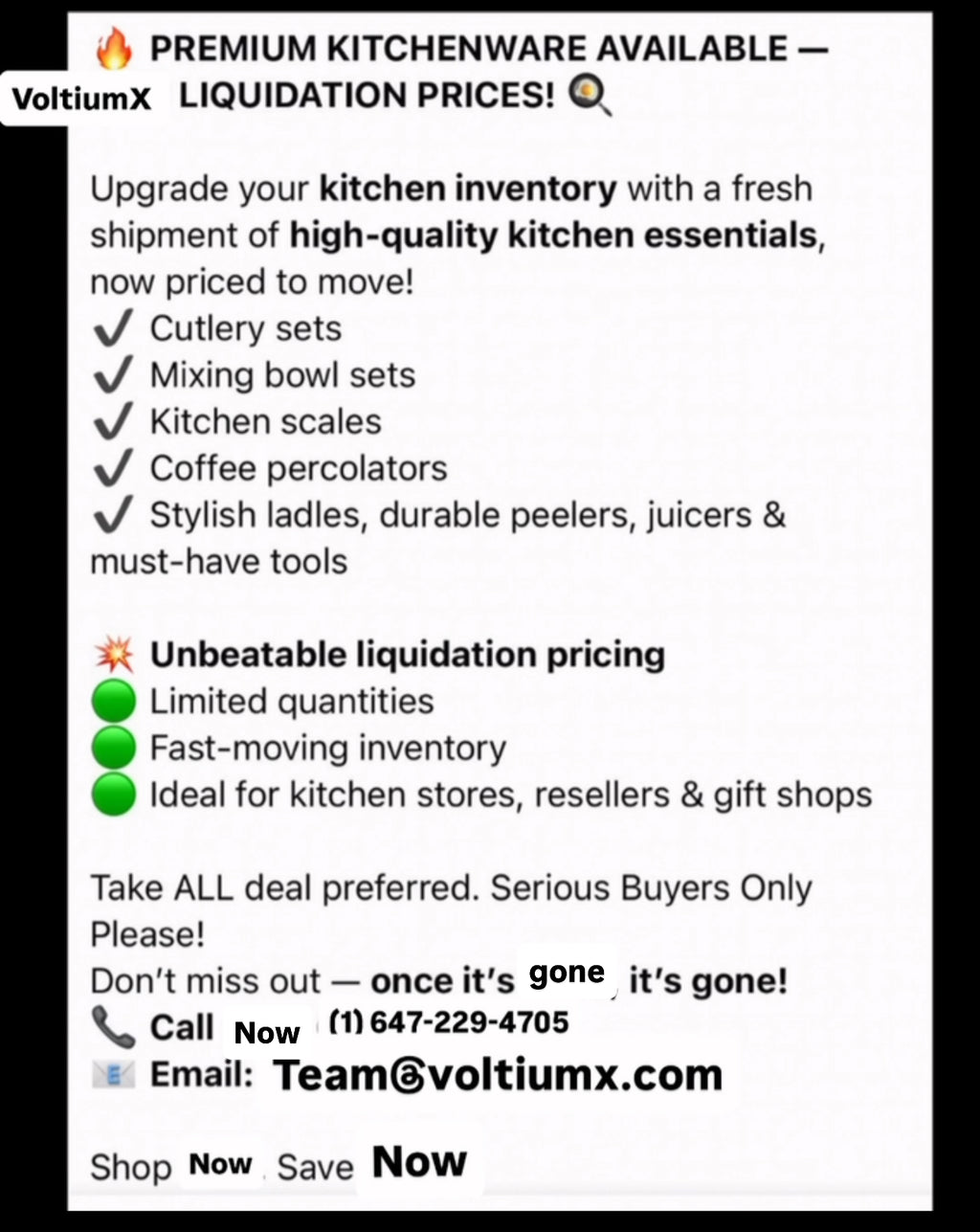 Selling High Quality Kitchen Equipments