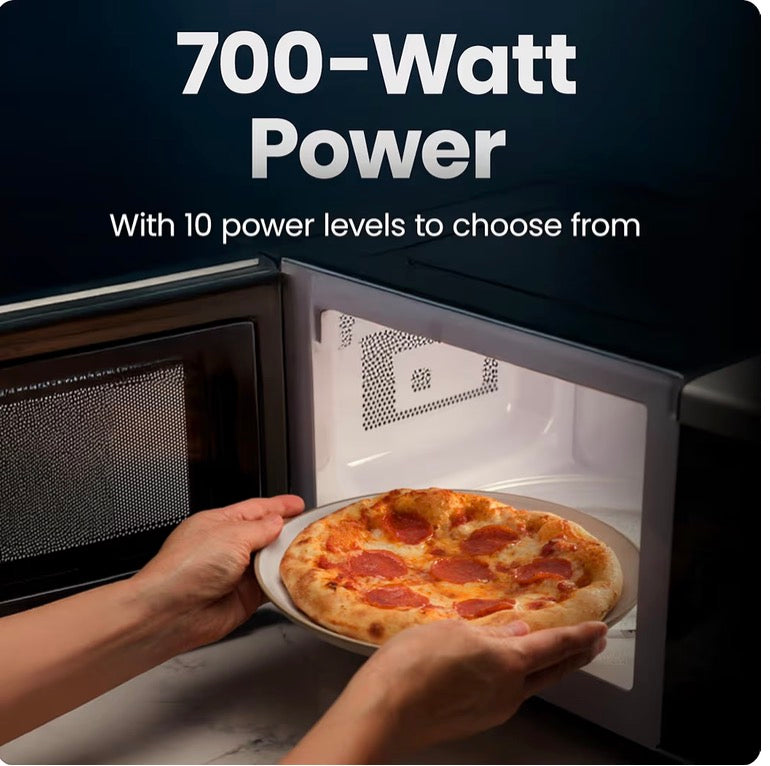 Chefman Countertop Microwave Oven 0.7 and 9 Cu. Ft., 700 Watts with 10 Power Levels, 6 Cooking Presets with One-Touch Express Cook, Eco Mode, Child Safety Lock, & Mute Button - Black - BRAND NEW