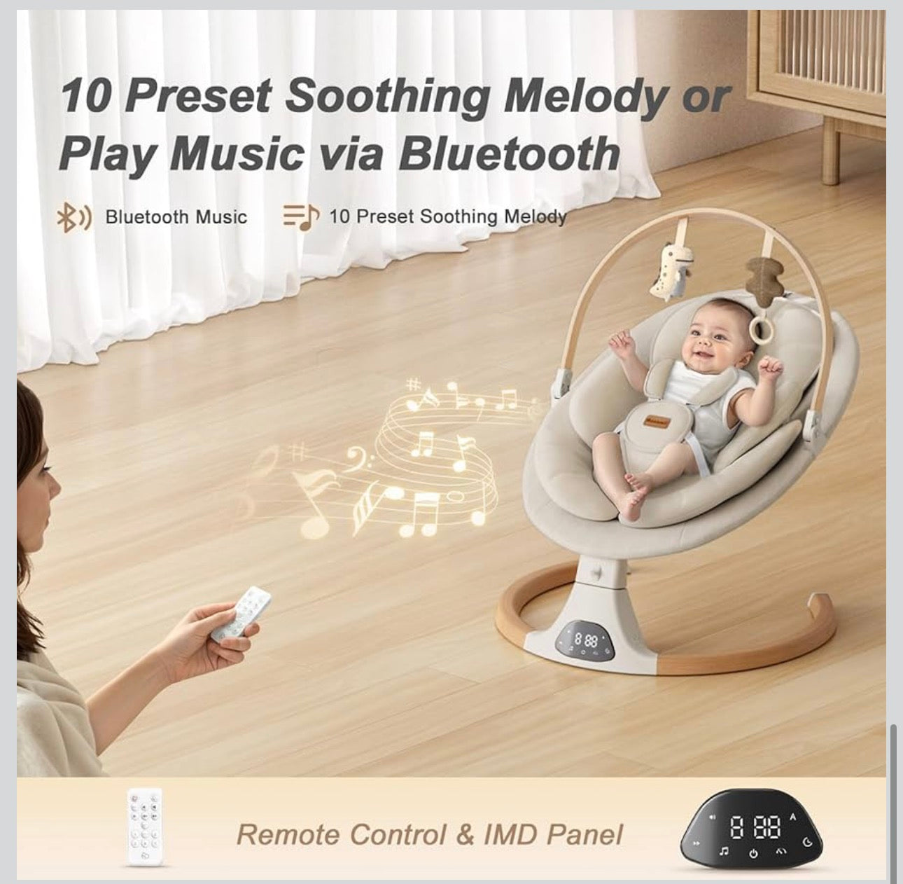 Baby Swings for Infants, Monamii Baby Swing, Bluetooth