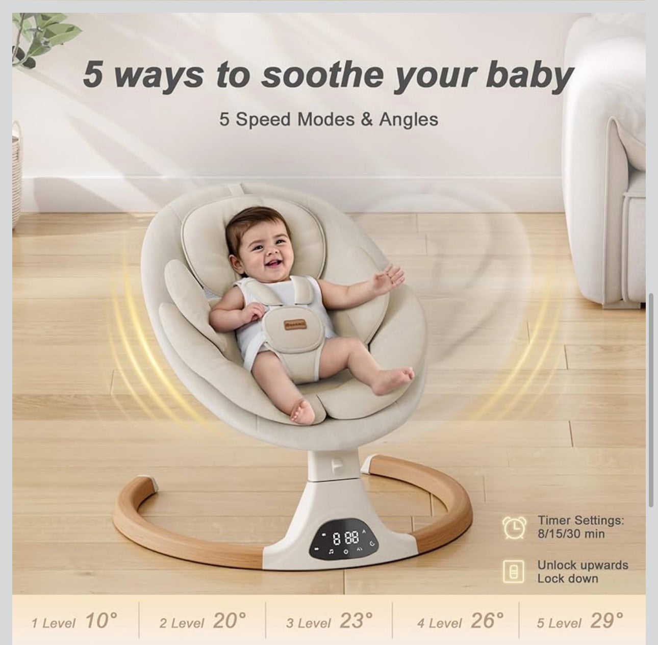 Baby Swings for Infants, Monamii Baby Swing, Bluetooth