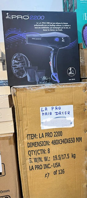 LA PRO2200 HAIR DRYER PROFESSIONAL WITH DIFFUSER, 2 NOZZLES, SLEEK PROFESSIONAL HAIR DRYER