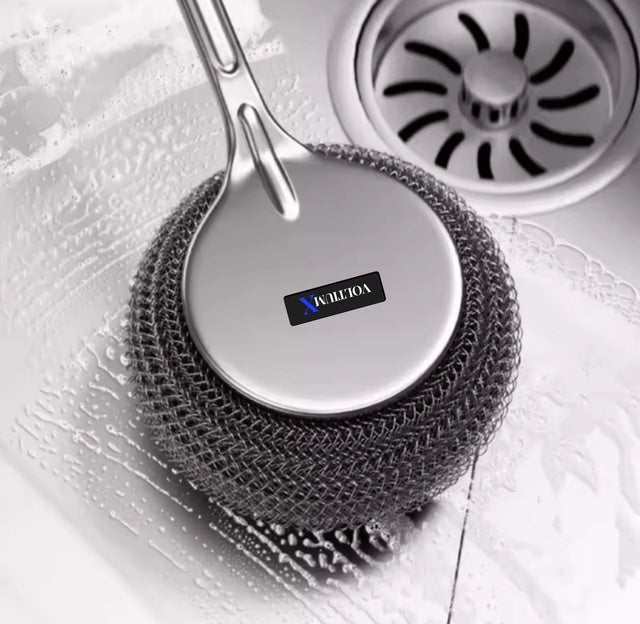 304 Stainless Steel Long Handle Pot Brush | Heavy Duty Non-Scratch Kitchen Cleaner