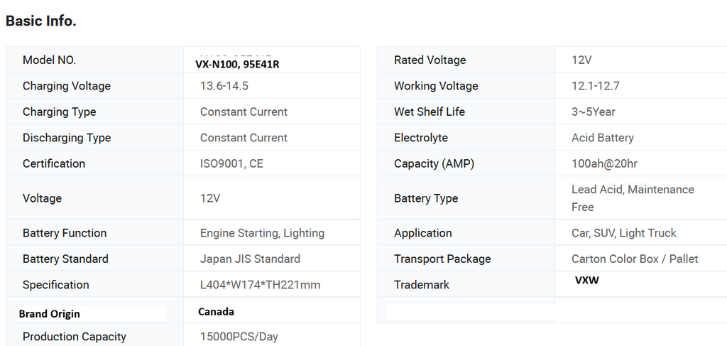 VoltiumX N100-95E41R 12V 100Ah Lead Acid SMF Battery | Heavy-Duty Truck & Trailer Power Solution