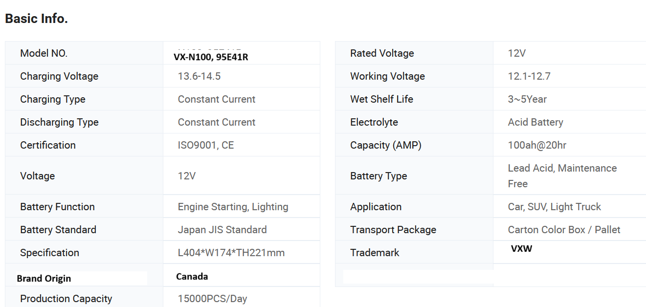 VoltiumX N100-95E41R 12V 100Ah Lead Acid SMF Battery | Heavy-Duty Truck & Trailer Power Solution