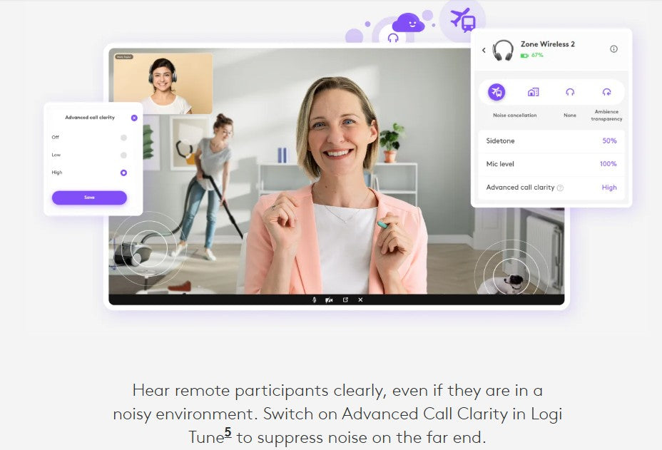 Zone Wireless 2 ES for Business -AI-powered headset for two-way noise-free calls
