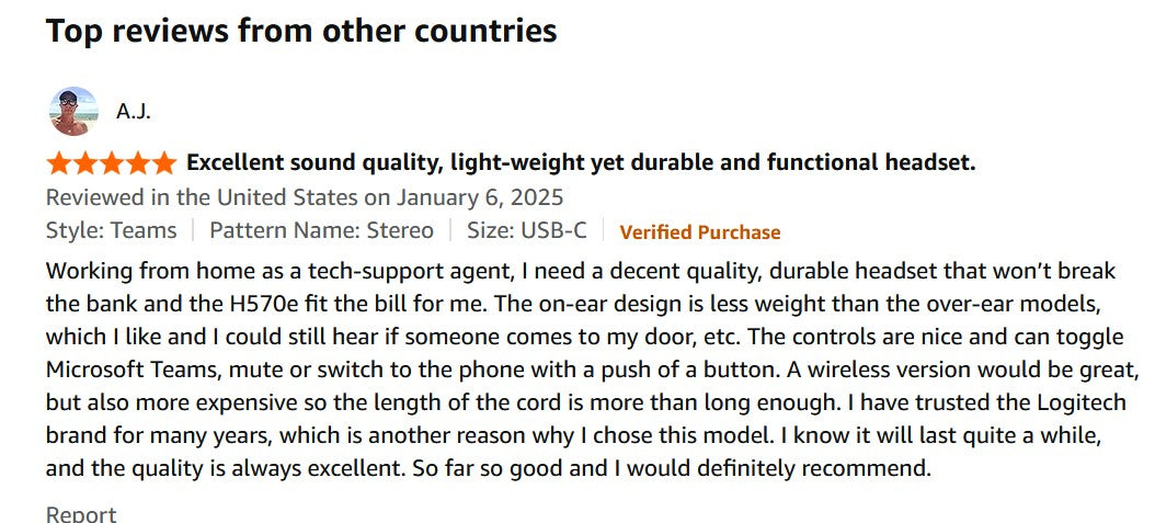 Logitech H570e USB Headset with Microphone for PC and Mac, USB-C Wired Headset with Stereo Sound, Noise-Canceling Mics and Inline Controls, Certified for Microsoft Teams, Black