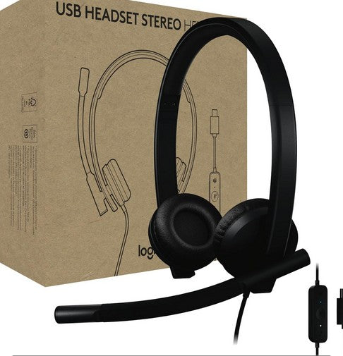 Logitech H570e USB Headset with Microphone for PC and Mac, USB-C Wired Headset with Stereo Sound, Noise-Canceling Mics and Inline Controls, Certified for Microsoft Teams, Black