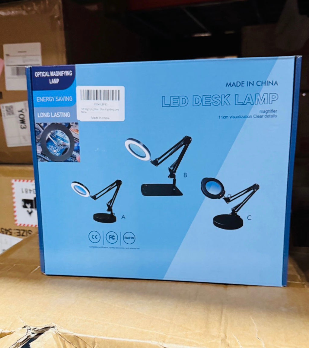 10X Lighted Magnifying Glass - 3 Colors & 10 Brightness Clip On Desk Lamp with Clamp Light - 1000 Lumen Hands Free Magnifier