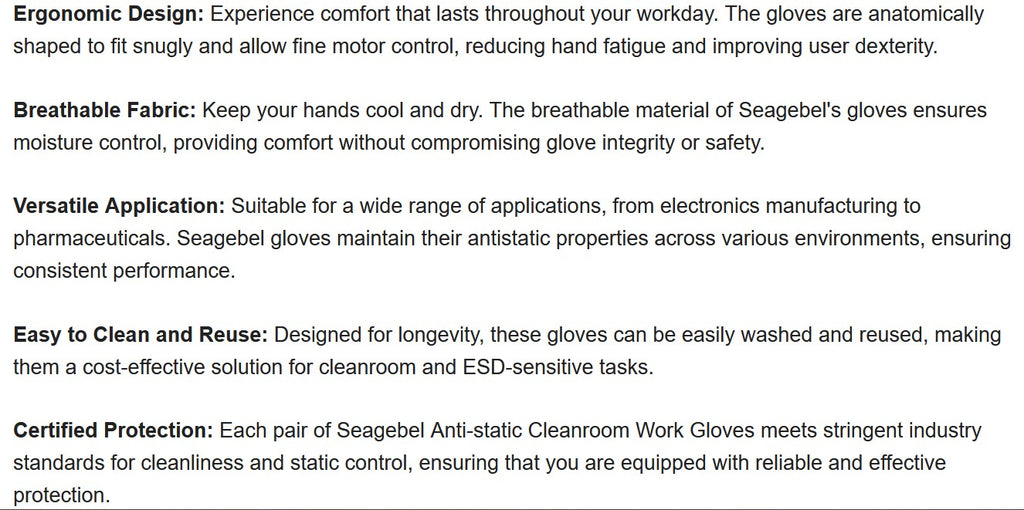 Lady White Anti-Slip Sterile Safety Gloves – Non-Static B2B Manufacturing Supply