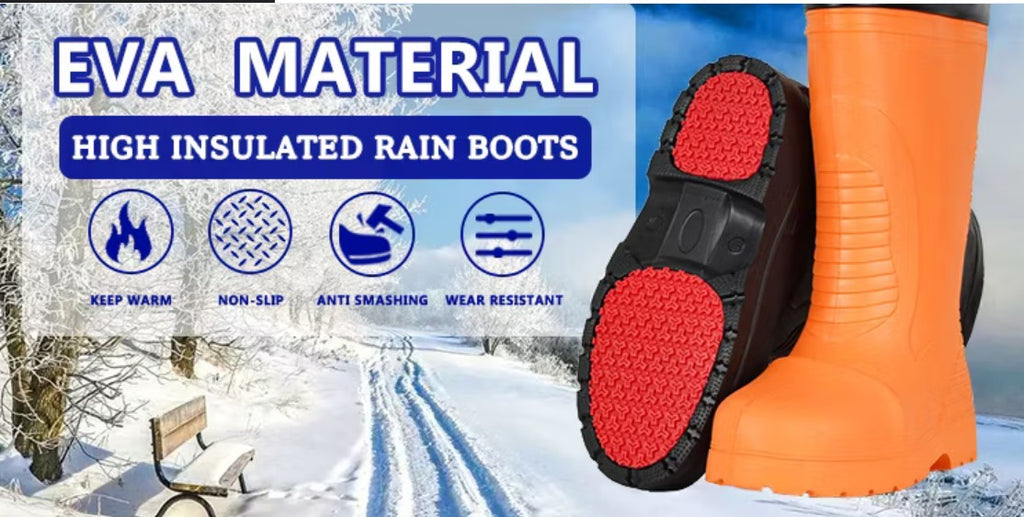 Orange Non-Slip Waterproof EVA Safety Boots – Lightweight Anti-Snow Toe Cap | 5★ B2B Rated, MOQ 1000+