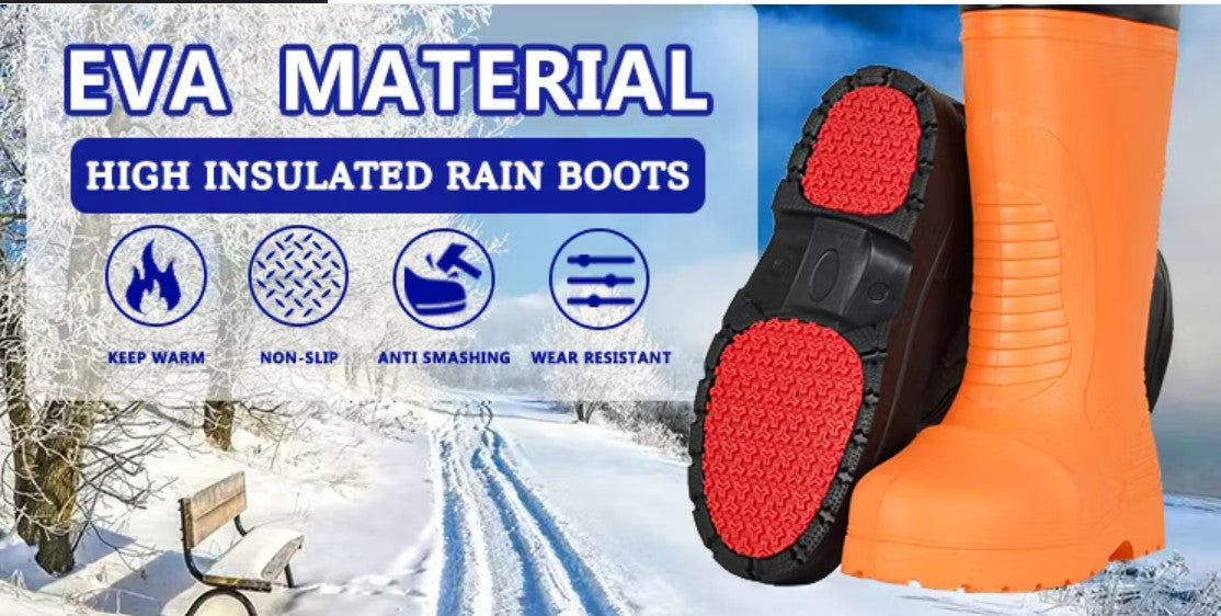 Orange Non-Slip Waterproof EVA Safety Boots – Lightweight Anti-Snow Toe Cap | 5★ B2B Rated, MOQ 1000+