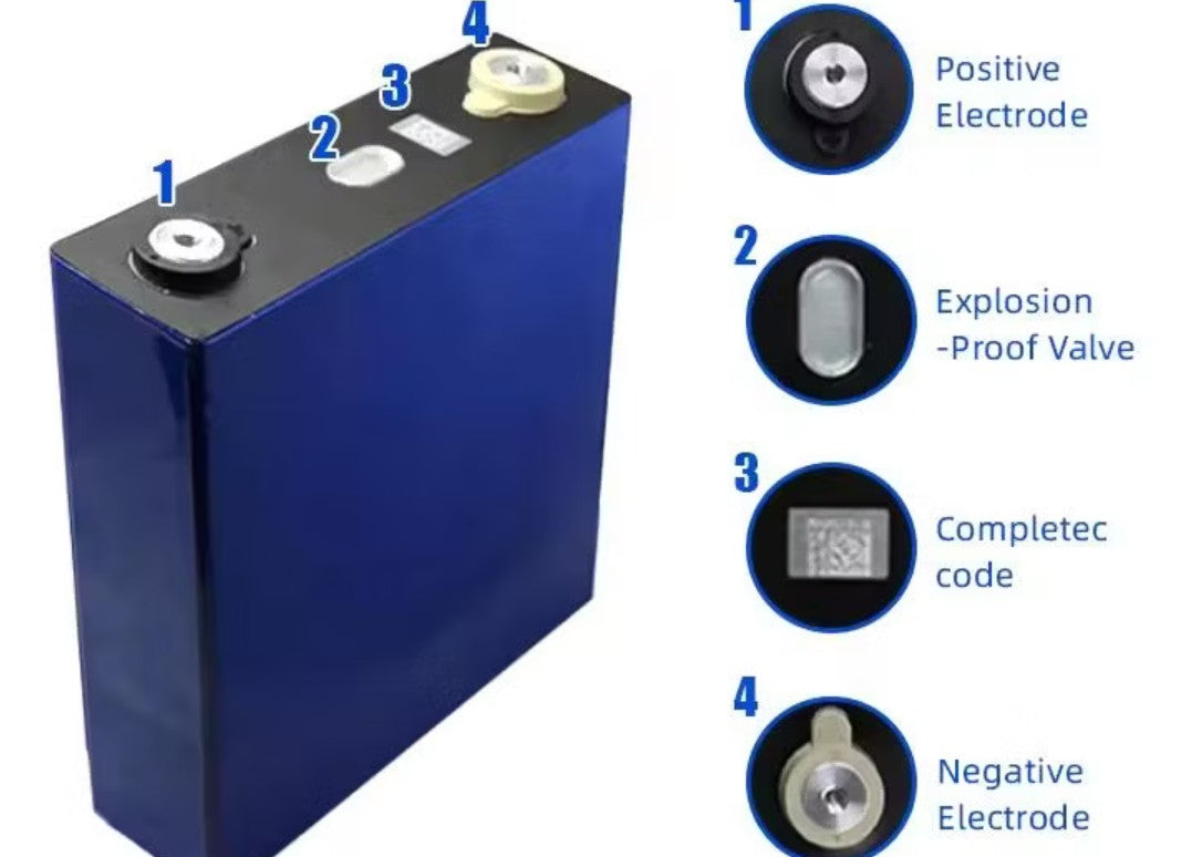 VoltiumX 3.2V 120Ah LiFePO₄ Prismatic Cell | Rechargeable Lithium Battery for Solar Energy Storage Systems