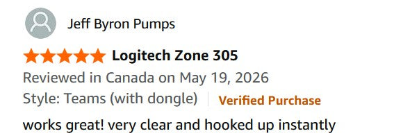 Logitech Zone 305 for Business, Wireless Bluetooth Headset with Microphone, for Microsoft Teams, Compatible with Windows, Mac, Chrome, Linux, iOS, iPadOS, Android