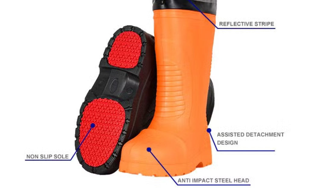 Orange Non-Slip Waterproof EVA Safety Boots – Lightweight Anti-Snow Toe Cap | 5★ B2B Rated, MOQ 1000+
