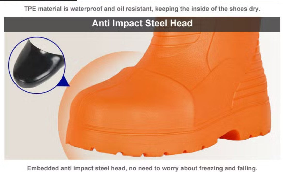 Orange Non-Slip Waterproof EVA Safety Boots – Lightweight Anti-Snow Toe Cap | 5★ B2B Rated, MOQ 1000+