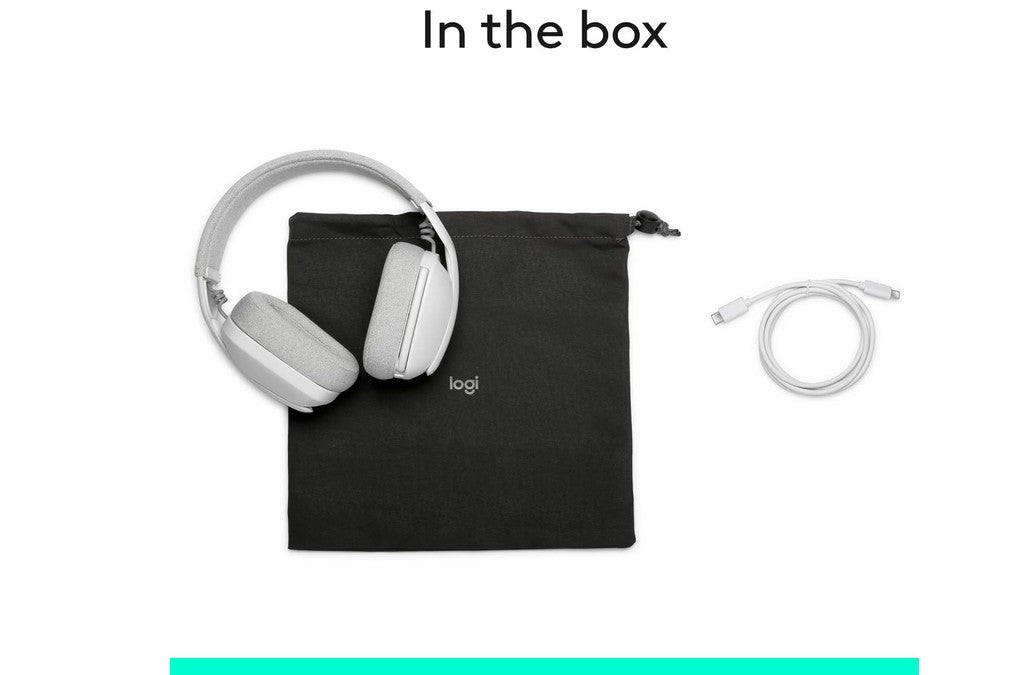 Logitech Zone Vibe 100 Lightweight Wireless Over Ear Headphones with Noise Canceling Microphone, Advanced Multipoint Bluetooth Headset, Works with Teams, Google Meet, Zoom, Mac/PC - Off White