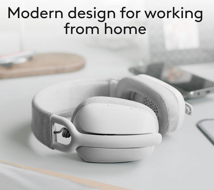 Logitech Zone Vibe 100 Lightweight Wireless Over Ear Headphones with Noise Canceling Microphone, Advanced Multipoint Bluetooth Headset, Works with Teams, Google Meet, Zoom, Mac/PC - Off White