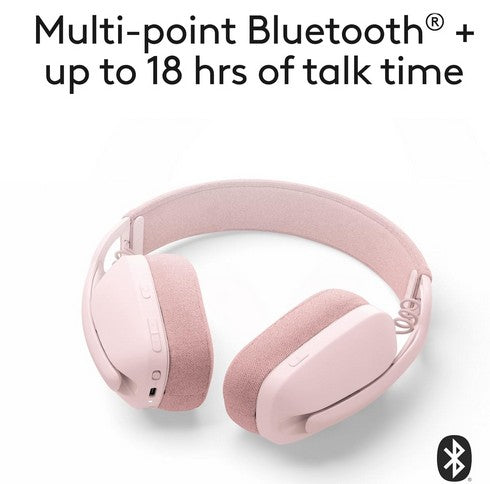 Logitech Zone Vibe 100 Lightweight Wireless Over Ear Headphones with Noise Canceling Microphone, Advanced Multipoint Bluetooth Headset, Works with Teams, Google Meet, Zoom, Mac/PC - Off White