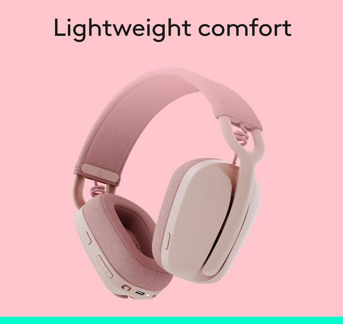 Logitech Zone Vibe 100 Lightweight Wireless Over Ear Headphones with Noise Canceling Microphone, Advanced Multipoint Bluetooth Headset, Works with Teams, Google Meet, Zoom, Mac/PC - Off White
